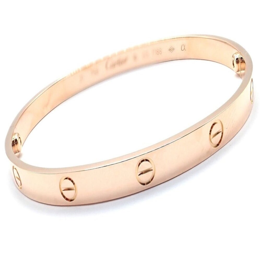 Authentic! Cartier 18k Rose Gold Love Bangle Bracelet Size 21 Paper - Picture 12 of 13